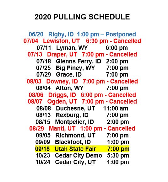 2020 Schedule - UTAH HORSE PULLERS ASSOCIATION